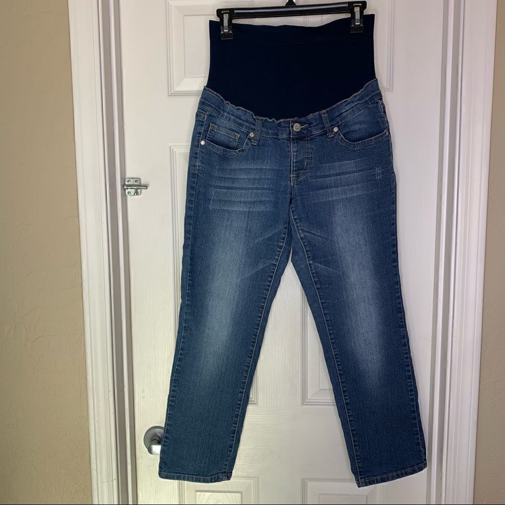 Lilac Maternity Cropped Jeans Size Small Full Belly Panel